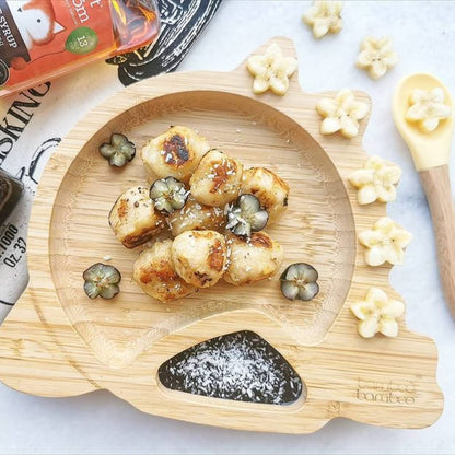 bamboo bamboo Placa de Bambu para Bebês – Crianças e Crianças com Ventosa para Bebês | Não Tóxico | Legal ao toque | Ideal para Baby-Led Weaning (Dino, Verde)