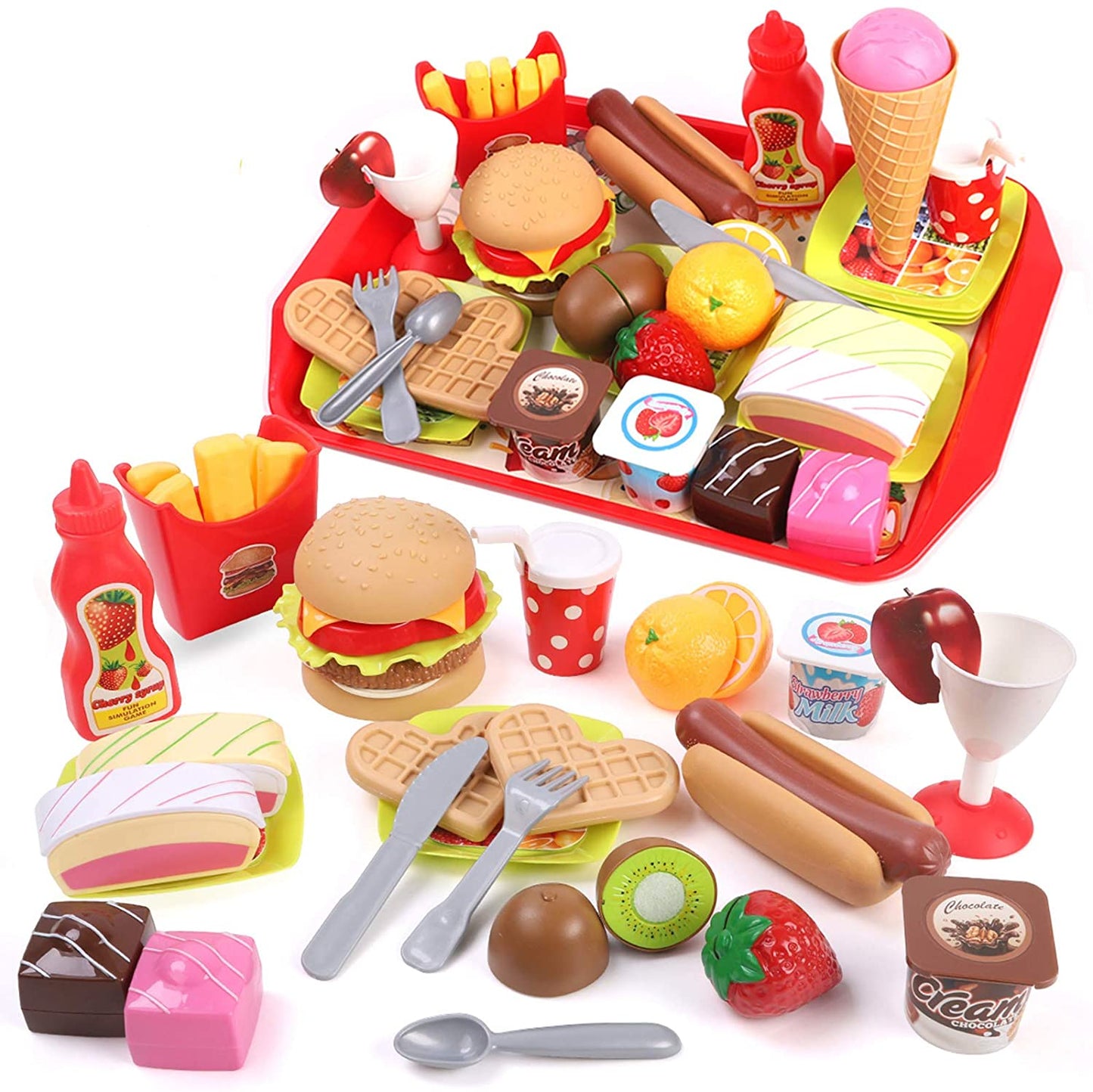 Brinquedos infantis de Simulação de Comida, Prato de Fast Food