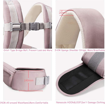 Bebamour de bebê Carrinho 3-36 meses 6 em 1 assento de quadril com 3 almofadas de baba (carrinho de bebê, rosa empoeirado)