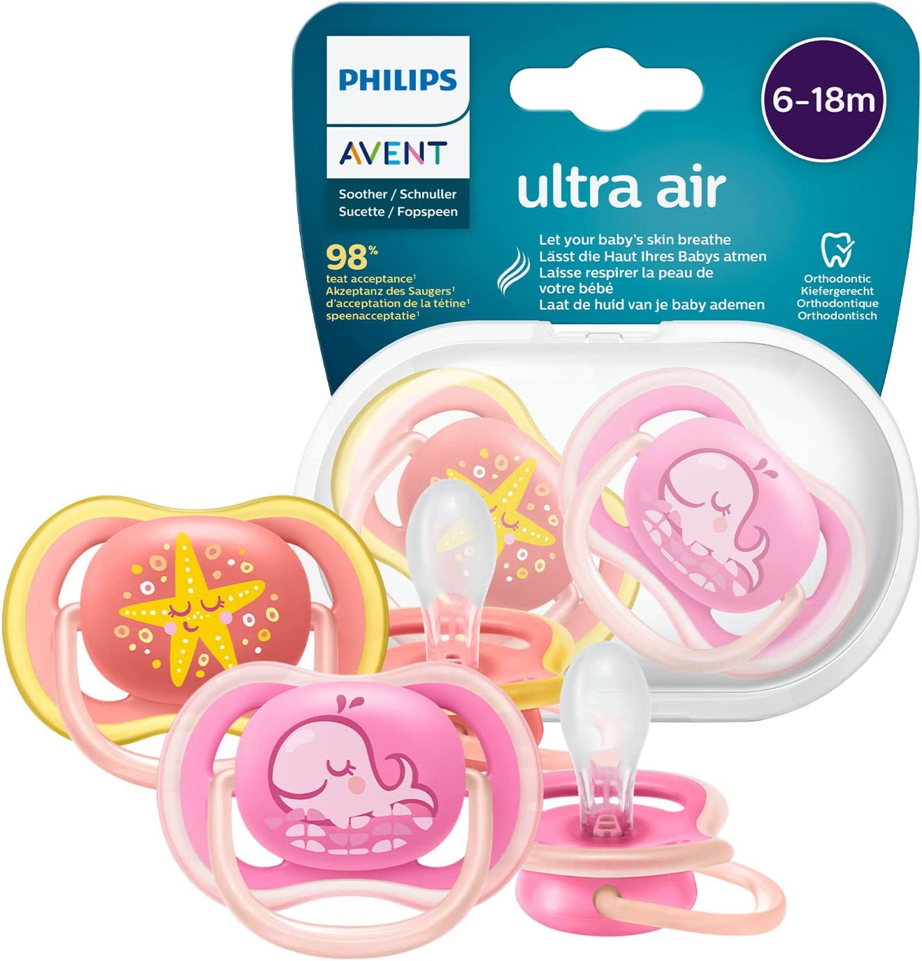 Philips Avent Ultra Air Soother 2 Pack - chupeta sem BPA para bebês de ...