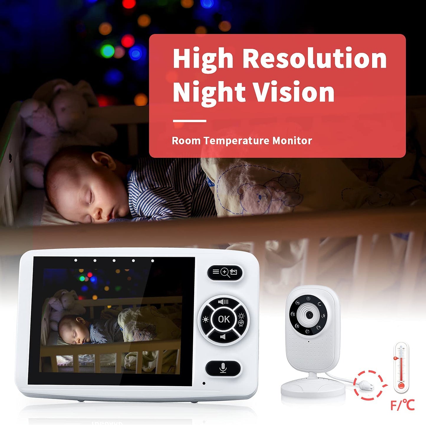 Monitor de bebê com câmera e visão noturna, 3,5''