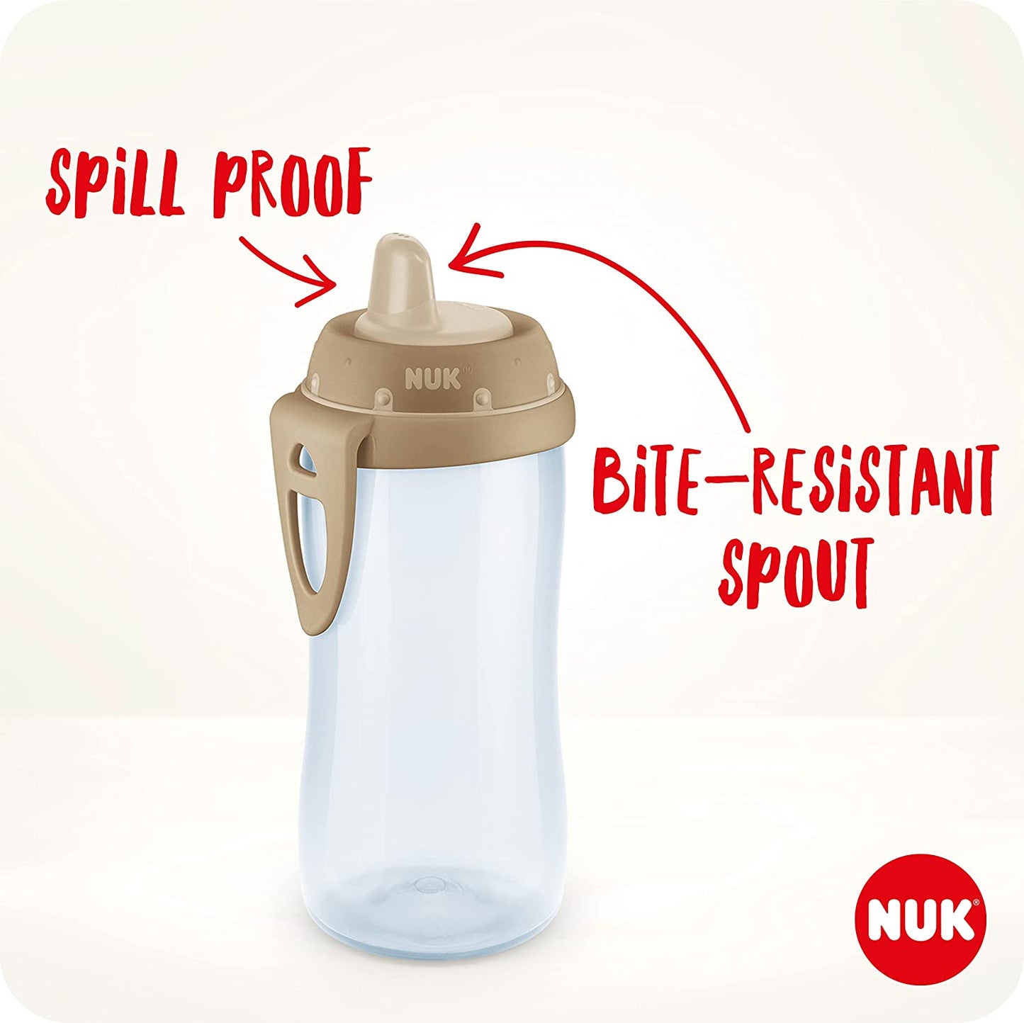 NUK Kiddy Cup Toddler Cup | 12+ Meses | 300ml | Bico temperado à prova de vazamento | Clipe e tampa protetora | Livre de BPA | Amarelo