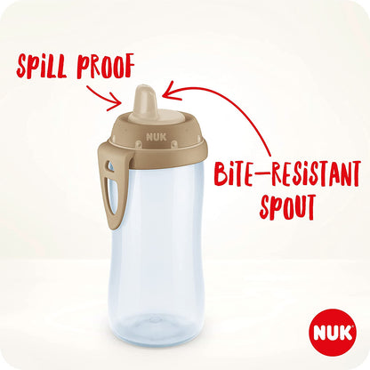 NUK Kiddy Cup Toddler Cup | 12+ Meses | 300ml | Bico temperado à prova de vazamento | Clipe e tampa protetora | Livre de BPA | Amarelo