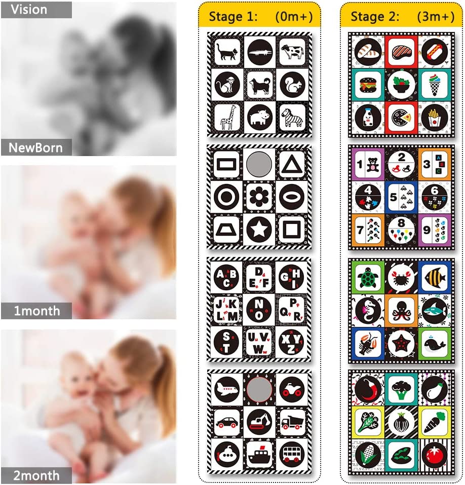 Teytoy - Tapetes de Barriga para Bebê de Alto Contraste - Preto e Branco