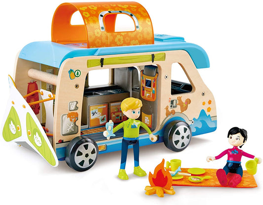 Hape Adventure Van E3407 - Minivan de bonecas completa com acessórios