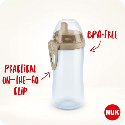 NUK Kiddy Cup Toddler Cup | 12+ Meses | 300ml | Bico temperado à prova de vazamento | Clipe e tampa protetora | Livre de BPA | Amarelo