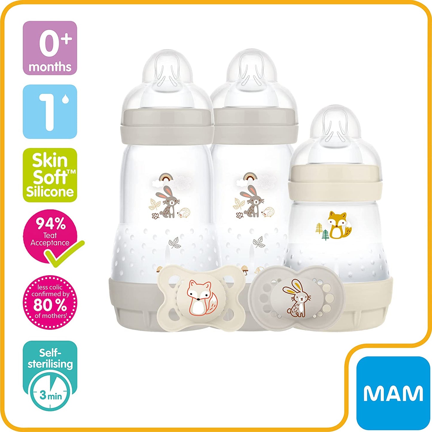 MAM Easy Start Mamadeiras e Chupeta para Recém-Nascidos - Kit com 5 itens