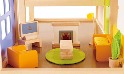Hape - Sala de mídia - Acessórios para casas de bonecas de madeira