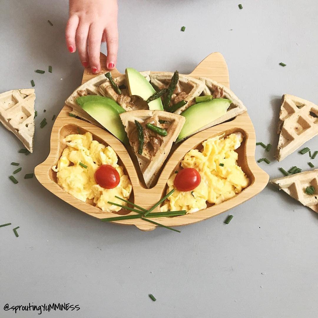 bamboo bamboo Placa de Bambu para Bebês – Crianças e Crianças com Ventosa para Bebês | Não Tóxico | Legal ao toque | Ideal para Baby-Led Weaning (Fox, Verde)