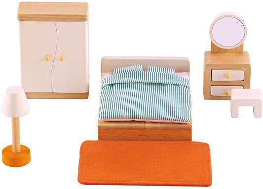Hape - Quarto principal - Acessórios para casas de bonecas de madeira