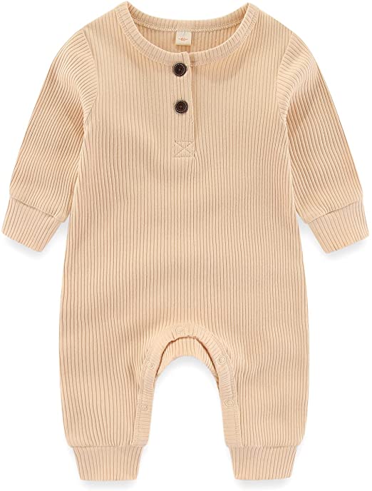 MAMIMAKA recém-nascido bebê Macacão para pijama de peça única de algodão sem pés macacão para crescimento de bebê de 0 a 18 meses, pacote com 2