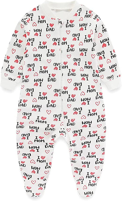MAMIMAKA Pijamas unisex para bebé recién nacido, pijamas de algodón con cremallera de 2 vías para dormir y jugar, edades de 4,0 a 18 meses