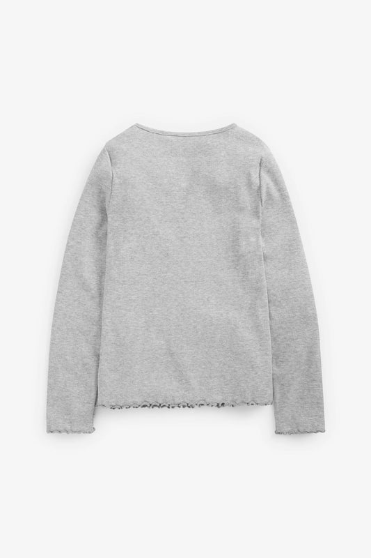 |Niña| Camisa de canalé - Gris (3 meses-8 años)
