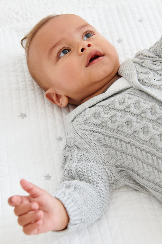 |Bebé| Cárdigan tipo chal / Gris - (0 meses-2 años)