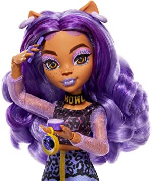 Monster High Boneca de Modae Conjunto , Clawdeen Wolf, Skulltimate Secrets: Fearidescent Series, Dress-Up Locker com 19+ Acessórios, HNF74