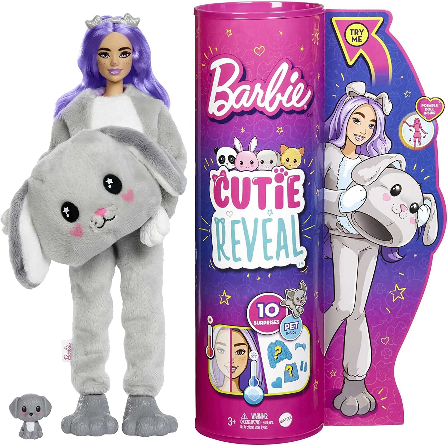 Barbie - Fantasia de Cachorro com Mini Animal de Estimação e Mudança de Cor 3+