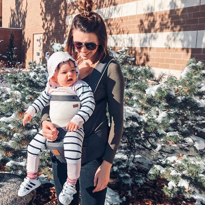 Bebamour bebês - Porta 3-36 meses 6 em 1 Porta-bebês Assento de quadril com capa de cabeça, 3 peças de almofadas para babar (porta-bebê, azul denium)