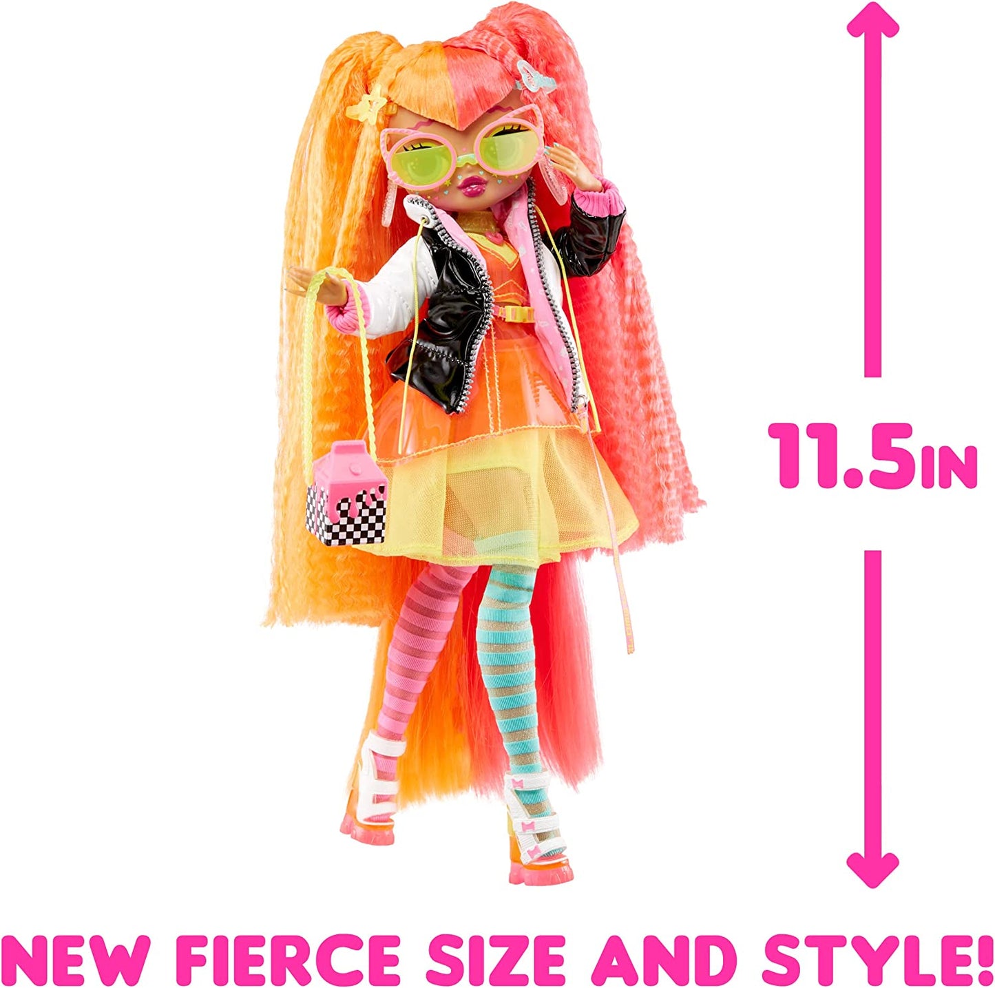 L.O.L. Surprise! Boneca Fierce NEONLICIOUS Fashion Roupas, Acessórios e Suporte - 15 Surpresas 3+