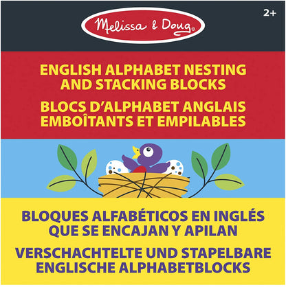 Melissa & Doug - Blocos de aninhamento e empilhamento do alfabeto inglês