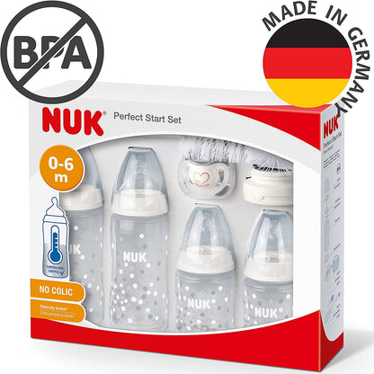 NUK - Conjunto de Mamadeiras Perfect Start First Choice+ - Estrela - Kit com 10 peças - (0-6 meses)