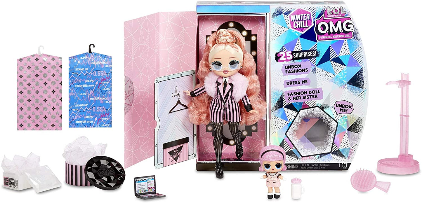 L.O.L. Surprise! O.M.G. Winter Chill Big Wig & Madame Queen Doll with 25 Surprises