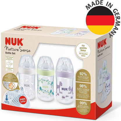 NUK Nature Sense Kit 3 Mamadeiras 260 ml (com controle de temperatura)