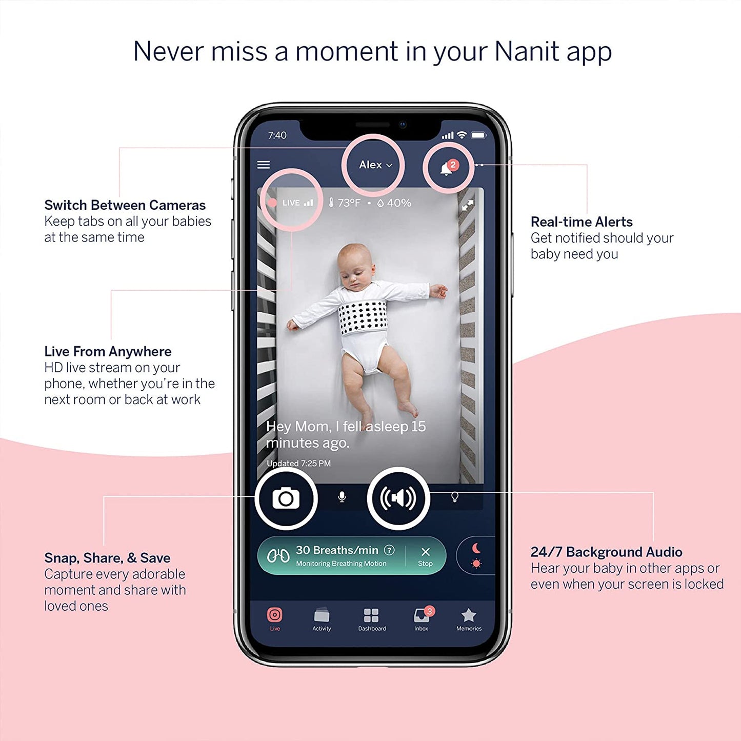 Nanit Monitor de Movimento e Respiração do Bebê - Kit com 3 Faixas