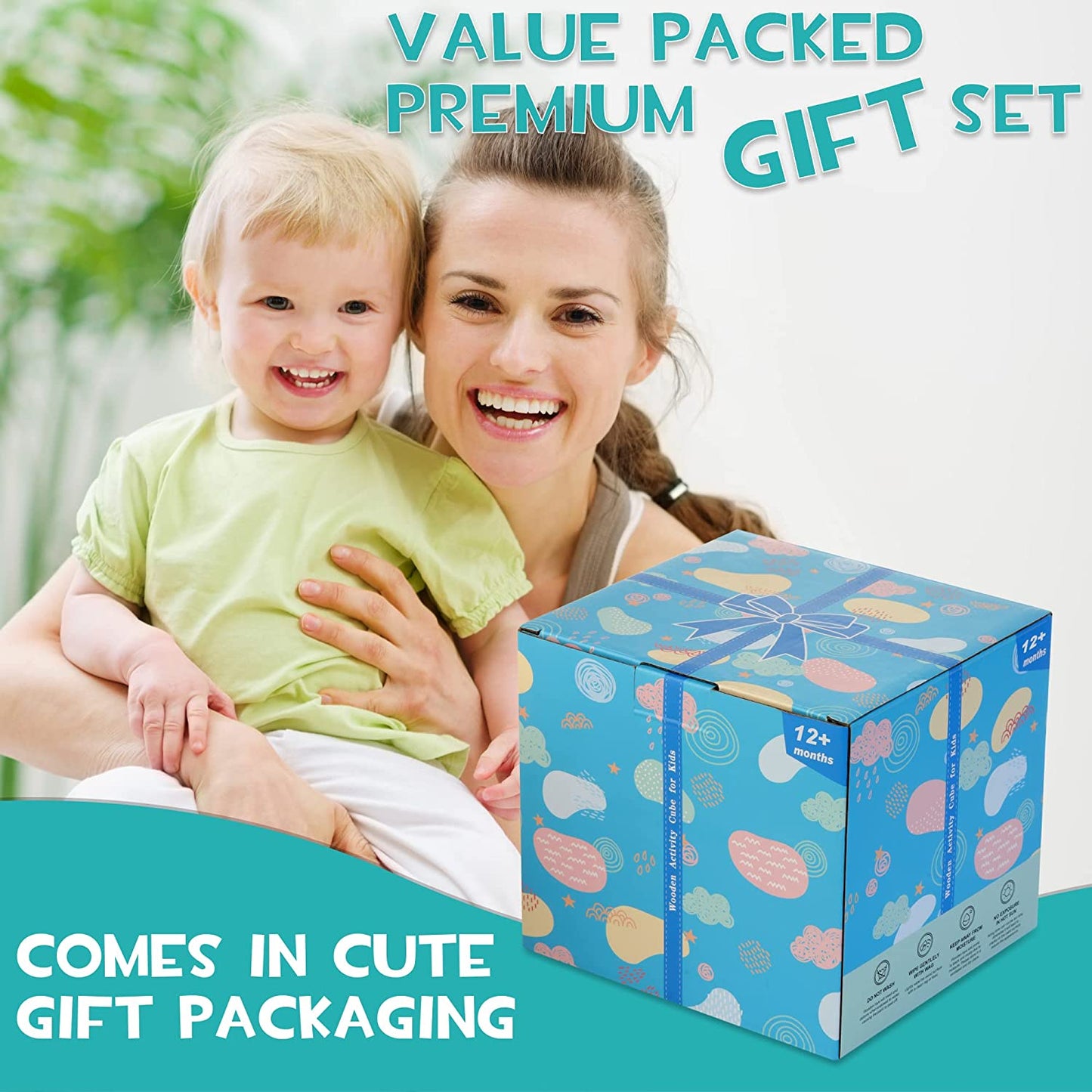 HELLOWOOD - Cubo para Atividade de Madeira Labirinto de Miçangas 1+