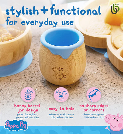 Peppa Pig Toddler Cup para Crianças – 150ml Bamboo Cup para Bebê com Forro de Silicone | Taça de transição com canudinho | Copo Lanche | Ideal para Baby-Led Weaning | Promove habilidades motoras orais e de bebida (George Cup)