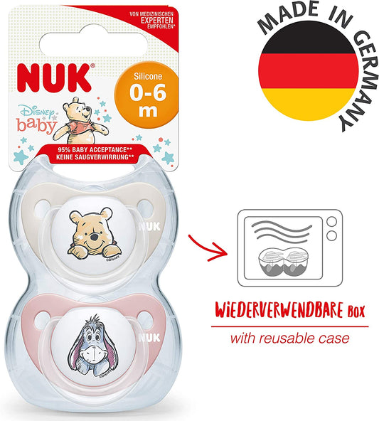 NUK - Chupetas Ursinho Pooh - Kit com 2 - (0-6 Meses) -  Rosa