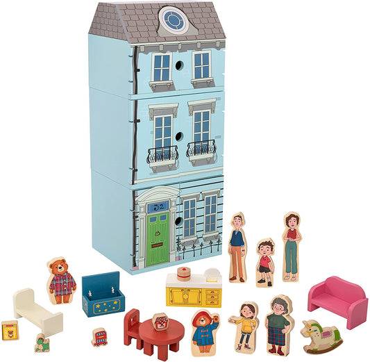 Paddington Playhouse Conjunto de Casinha de Madeira Bear 157A, 22 peças