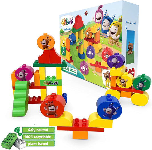ODDBODS - Eco blocos, brinquedos de blocos de construção baseados em plantas para bebês e crianças em idade pré-escolar, compatíveis com outros brinquedos de blocos de construção, conjunto de 41 peças