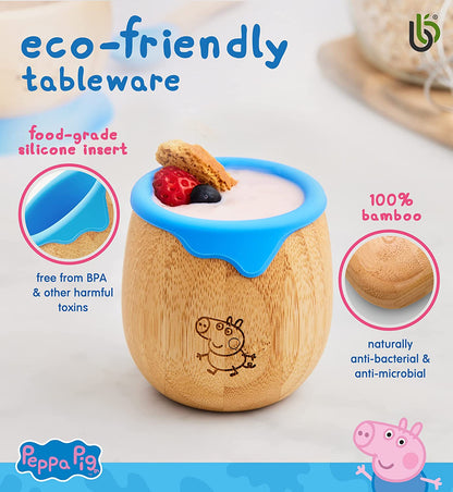 Peppa Pig Toddler Cup para Crianças – 150ml Bamboo Cup para Bebê com Forro de Silicone | Taça de transição com canudinho | Copo Lanche | Ideal para Baby-Led Weaning | Promove habilidades motoras orais e de bebida (George Cup)