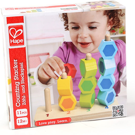 Hape - Apilador de conteo - Juguete educativo de madera de colores