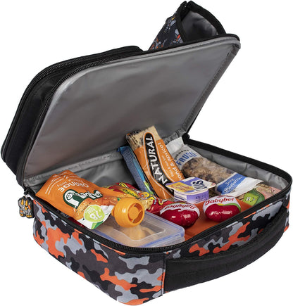 Fringoo - de grande capacidade crianças de almoço quadrado para Saco| Pequena bolsa legal lancheira para crianças | Perfeito como lancheira escolar para meninos - dinossauro robô