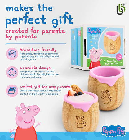 Peppa Pig X bamboo bamboo ® Crianças e Bebês Ventosa Prato de Bambu para Bebês | Não Tóxico | Legal ao toque | Ideal para Baby-Led Weaning (Peppa Cup)