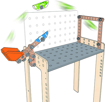 Hape - Bancada de trabalho científica Deluxe Junior Inventor | Conjunto de construção de experimentos de madeira - 15 experimentos