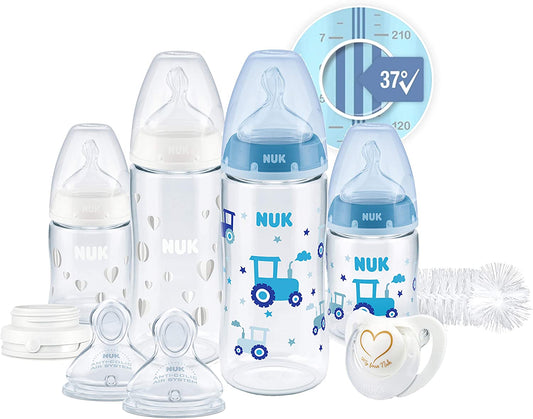 NUK - Conjunto de Mamadeiras Perfect Start First Choice+ - Boy - Kit com 10 peças - (0-6 meses)