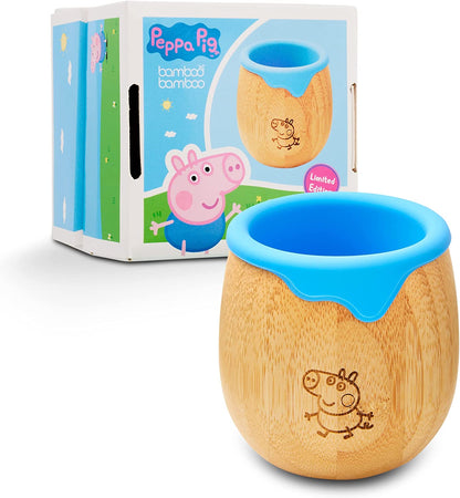 Peppa Pig Toddler Cup para Crianças – 150ml Bamboo Cup para Bebê com Forro de Silicone | Taça de transição com canudinho | Copo Lanche | Ideal para Baby-Led Weaning | Promove habilidades motoras orais e de bebida (George Cup)