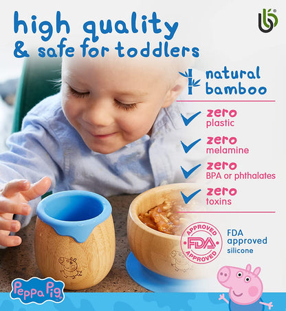 Peppa Pig Toddler Cup para Crianças – 150ml Bamboo Cup para Bebê com Forro de Silicone | Taça de transição com canudinho | Copo Lanche | Ideal para Baby-Led Weaning | Promove habilidades motoras orais e de bebida (George Cup)