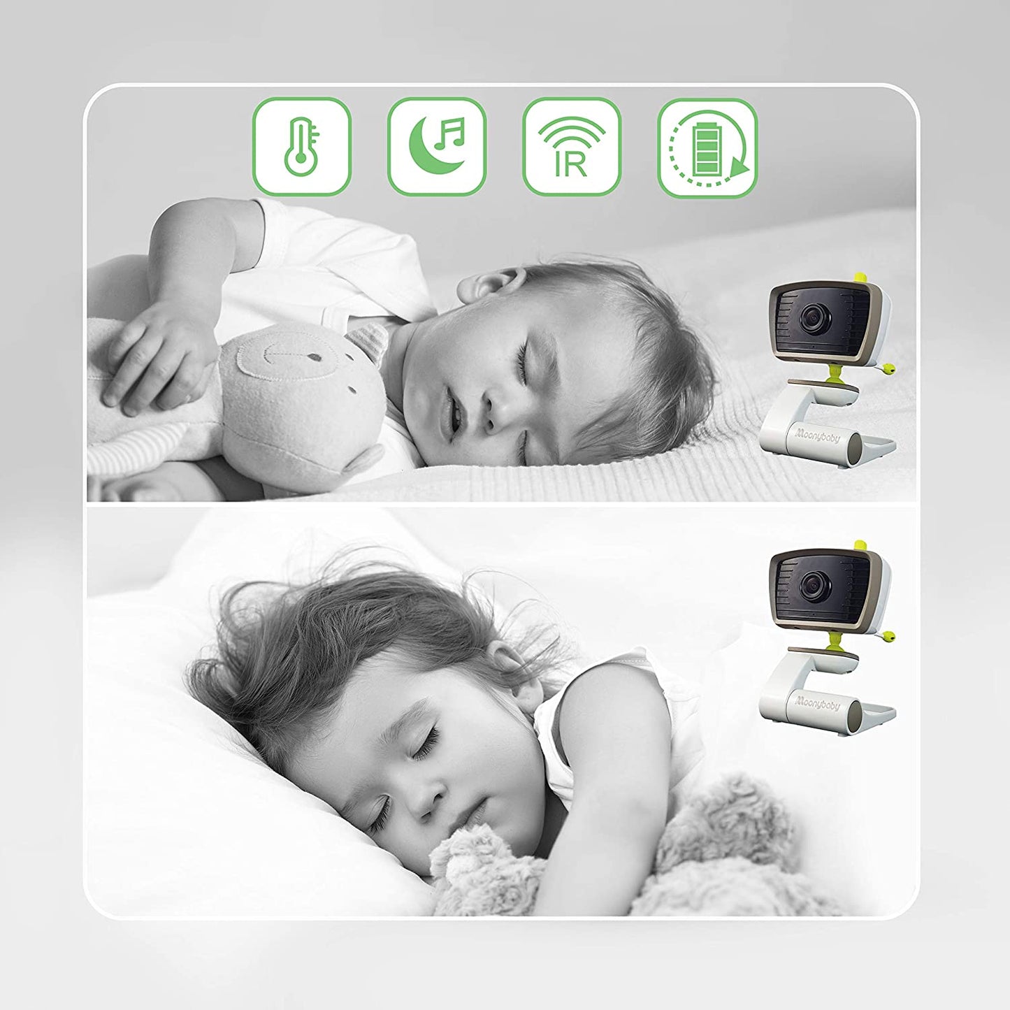 Moonybaby - Monitor de bebê  50 com câmera e visão noturna, tela dividida