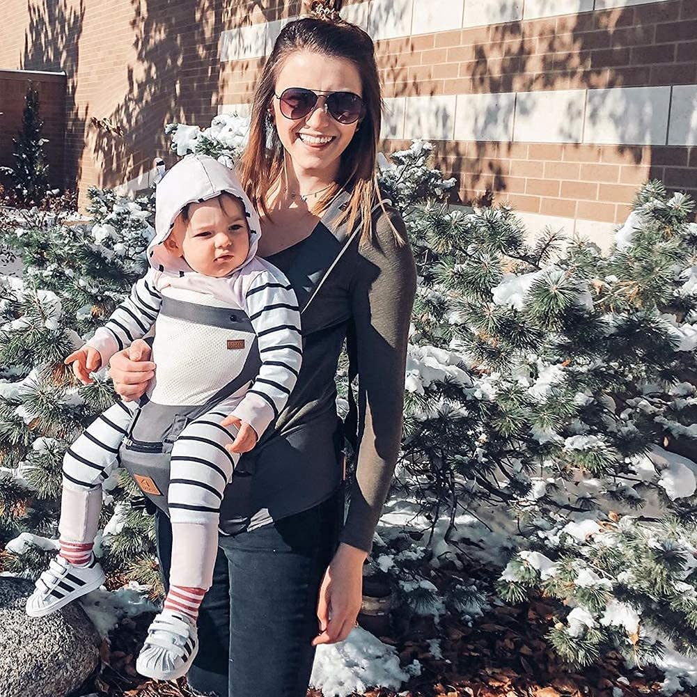 Bebamour bebês - Porta 3-36 meses 6 em 1 Porta-bebês Assento de quadril com capa de cabeça, 3 peças de almofadas para babar (porta-bebês, amarelo ar)