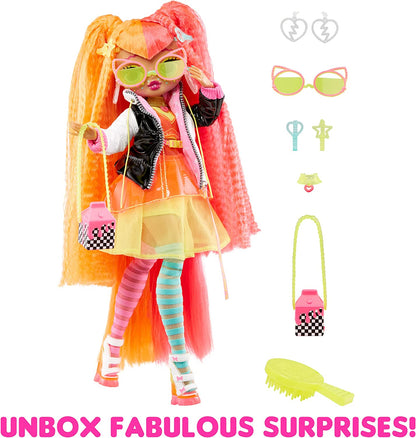 L.O.L. Surprise! Boneca Fierce NEONLICIOUS Fashion Roupas, Acessórios e Suporte - 15 Surpresas 3+