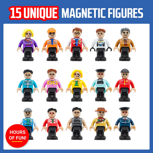 Playmags Figuras magnéticas - Figuras comunitárias Conjunto de 15 peças - Play People Perfeito para ladrilhos magnéticos - Brinquedos de aprendizagem STEM Crianças - Pacote de expansão de ladrilhos magnéticos - Compatível com outras marcas