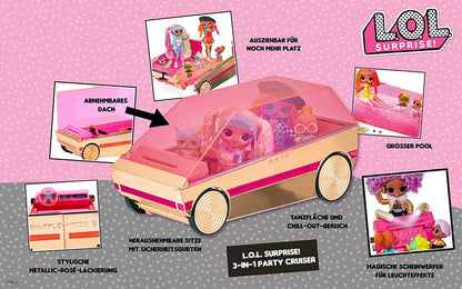 L.O.L. Surprise! 118305EUC 3-in-1 Party Cruiser Car-with Surprise Pool