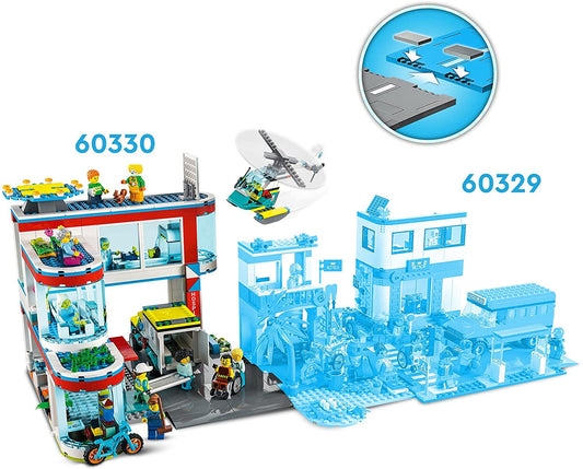 LEGO 60330 City Conjunto de Edifício Hospitalar com Ambulância