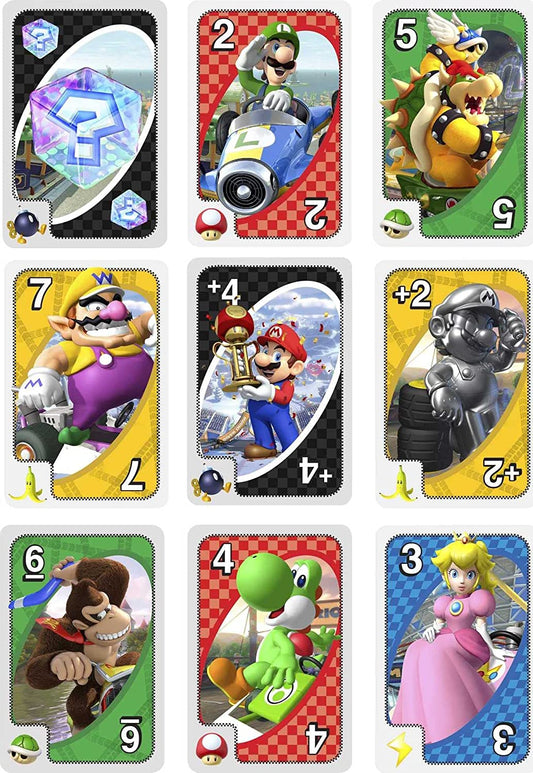 Juego de cartas UNO GWM70 Mario Kart con 112 cartas e instrucciones para jugadores de 7 años en adelante, regalo para niños, familias y adultos por la noche, 5,0 cm*30,0 cm*30,0 cm