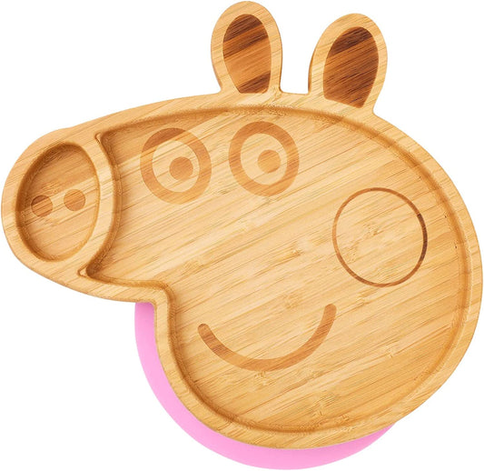 Plato para bebé Peppa Pig – Plato de bambú con ventosa para niños y niños pequeños | No tóxico | Fresco al tacto | Ideal para el destete dirigido por el bebé