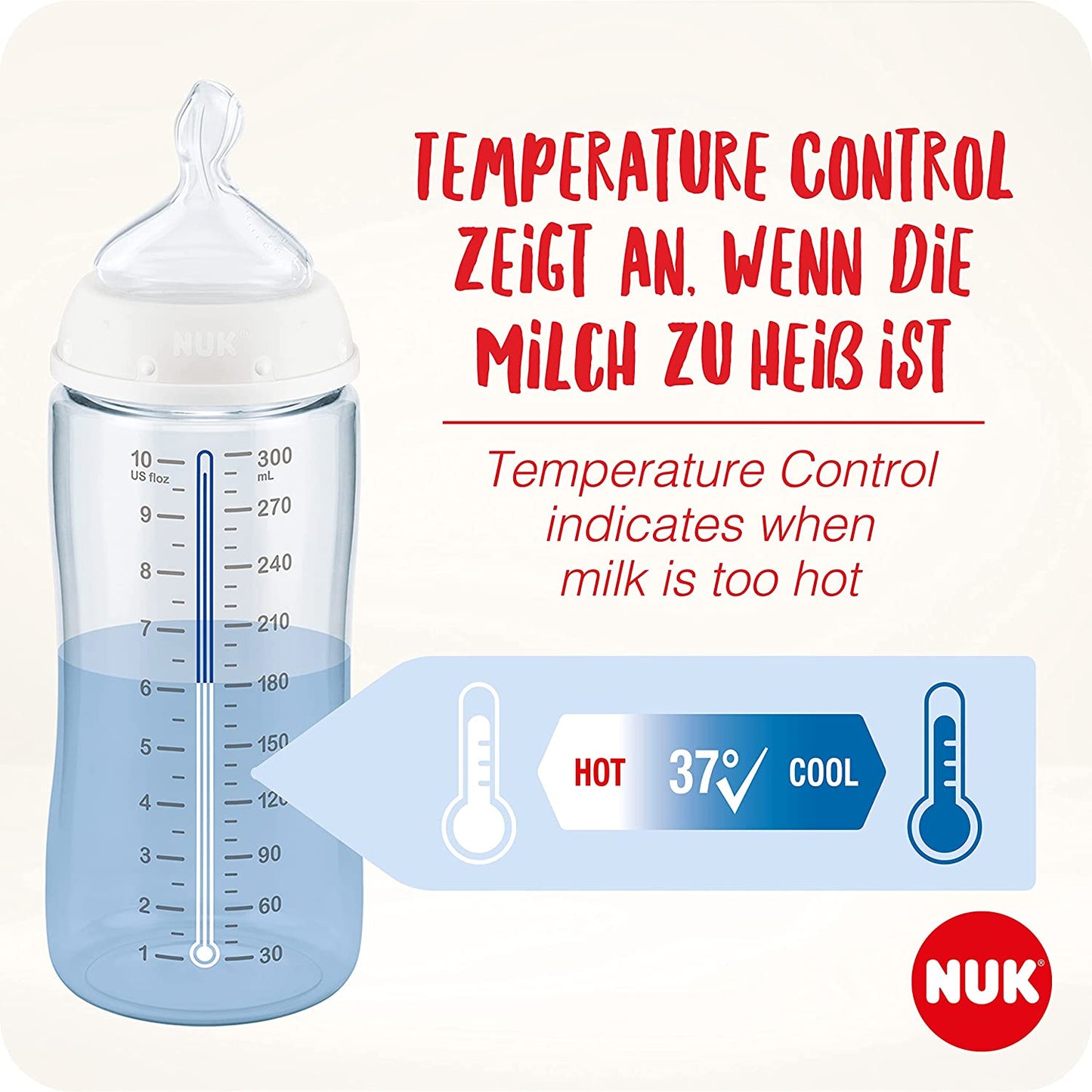 NUK First Choice+ Baby Kit de Mamadeiras Anti-Cólica com Controle de Temperatura 0-6 meses 3x 300ml