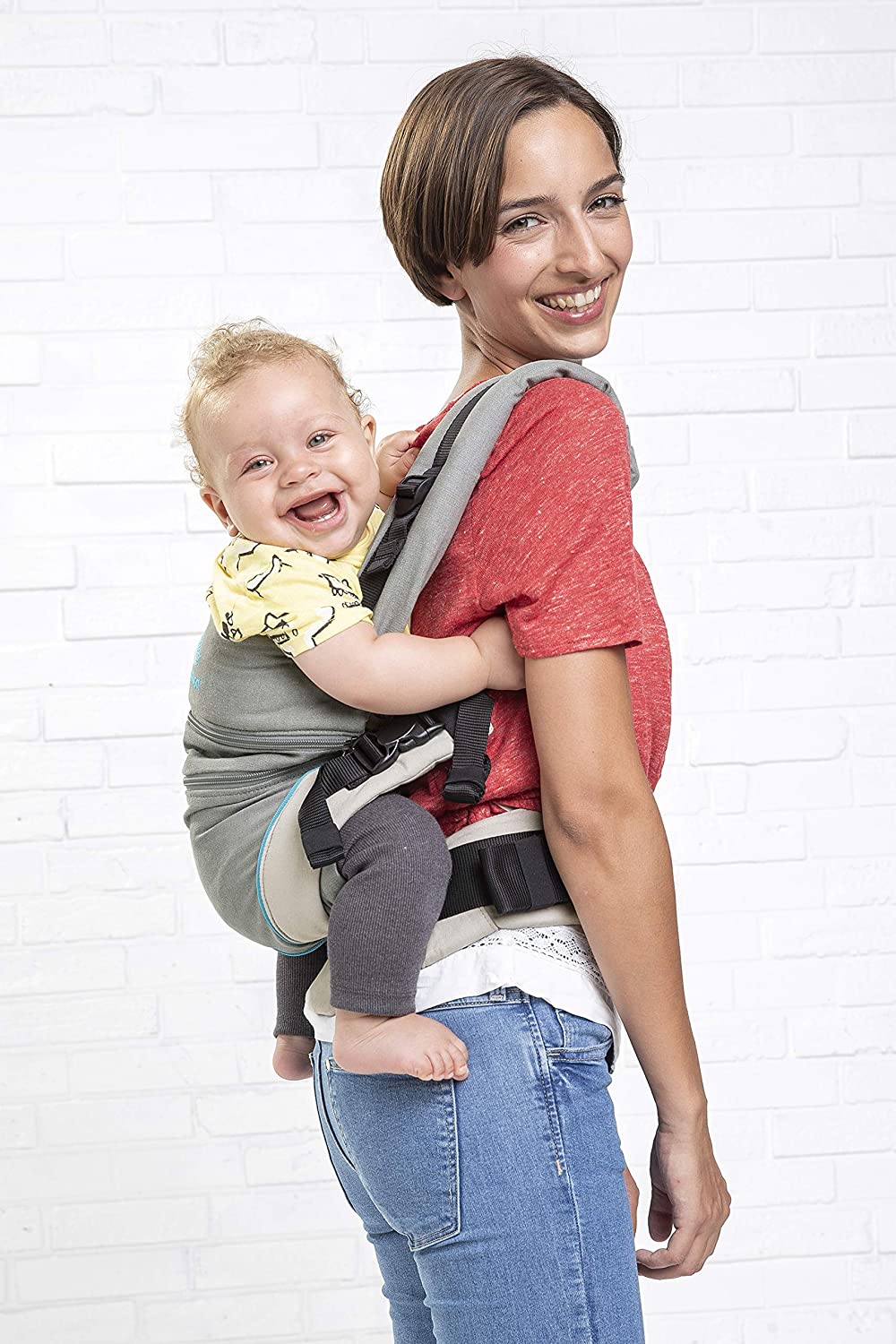 manduca XT > Grey- Ocean < Carrinho de bebê com assento ajustável, 3 posições (frente para dentro, quadril e costas), sem necessidade de inserção infantil, algodão orgânico, cresce com seu bebê desde o nascimento até a criança (3,5-20 kg)